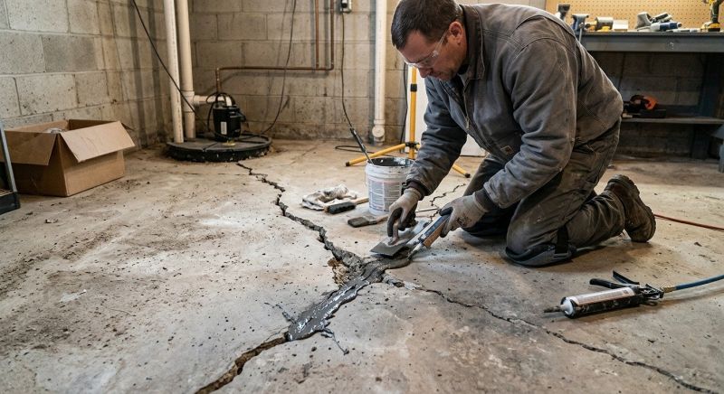 Cracked Basement Floor Repair in Lorton, VA