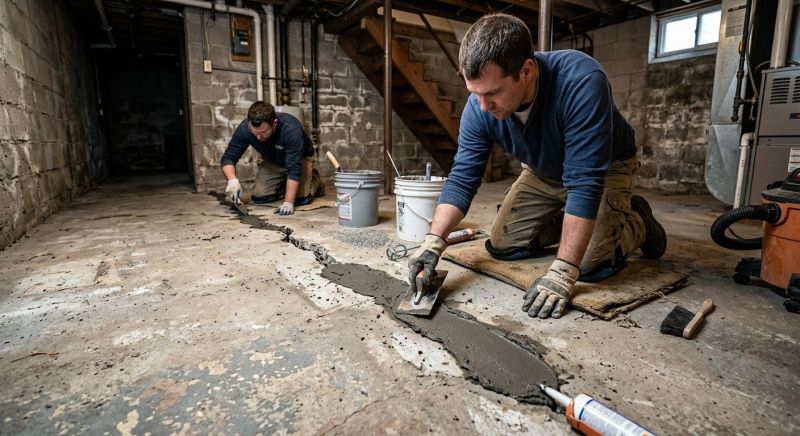 Cracked Basement Floor Repair in Lorton, VA